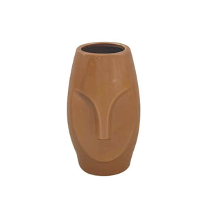 Vase céramique visage coloris brun