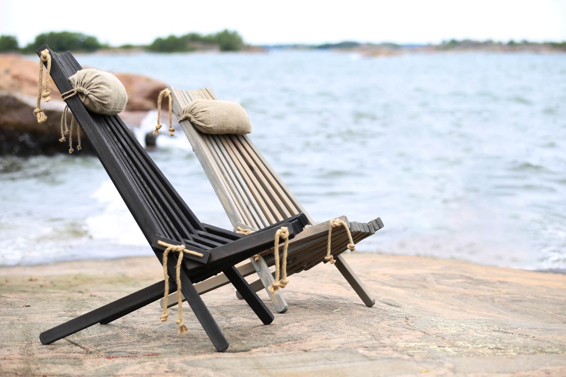 Chaise d'extérieur en bois et corde