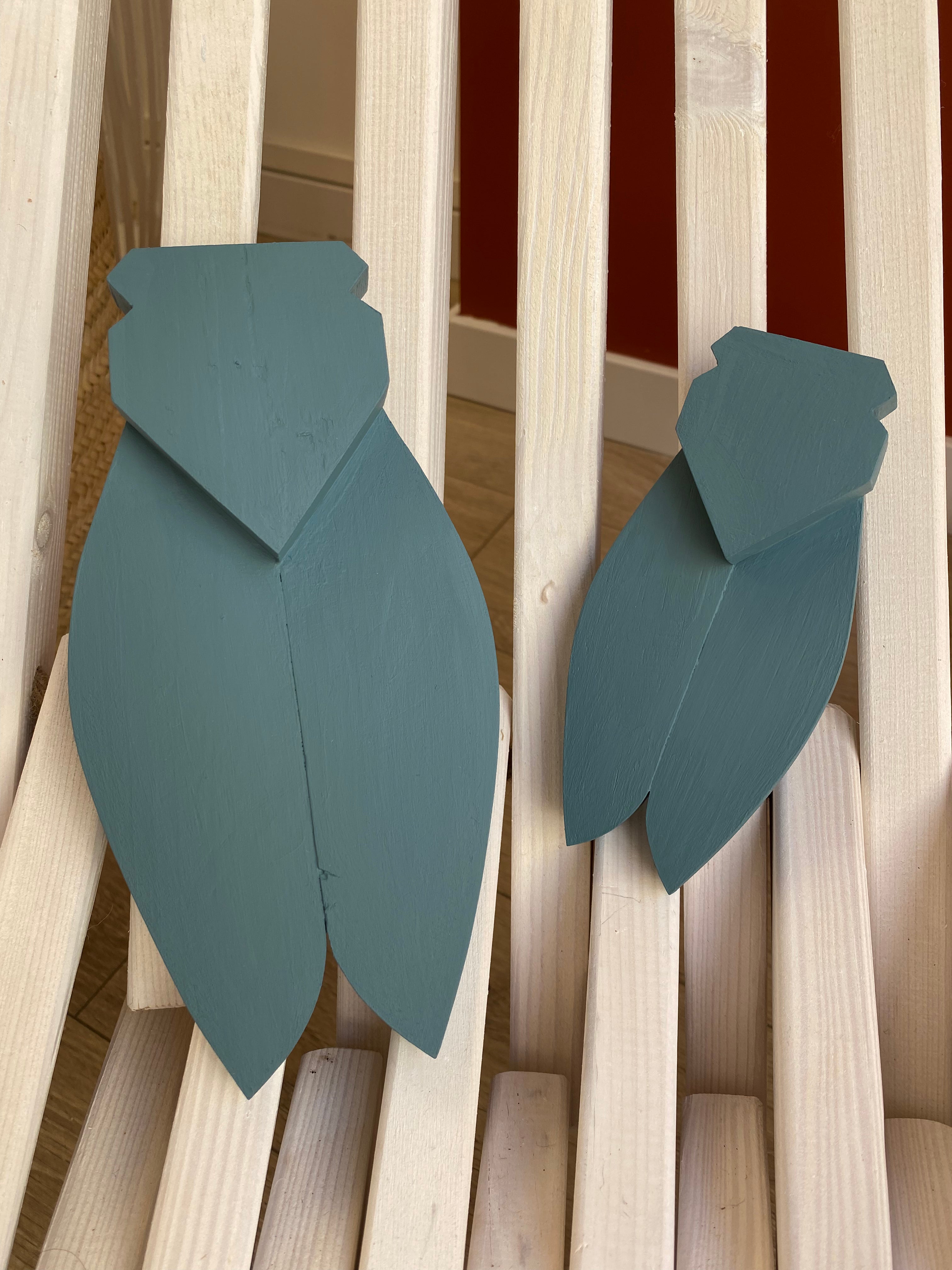 Cigale en bois - Bleu Pétrole