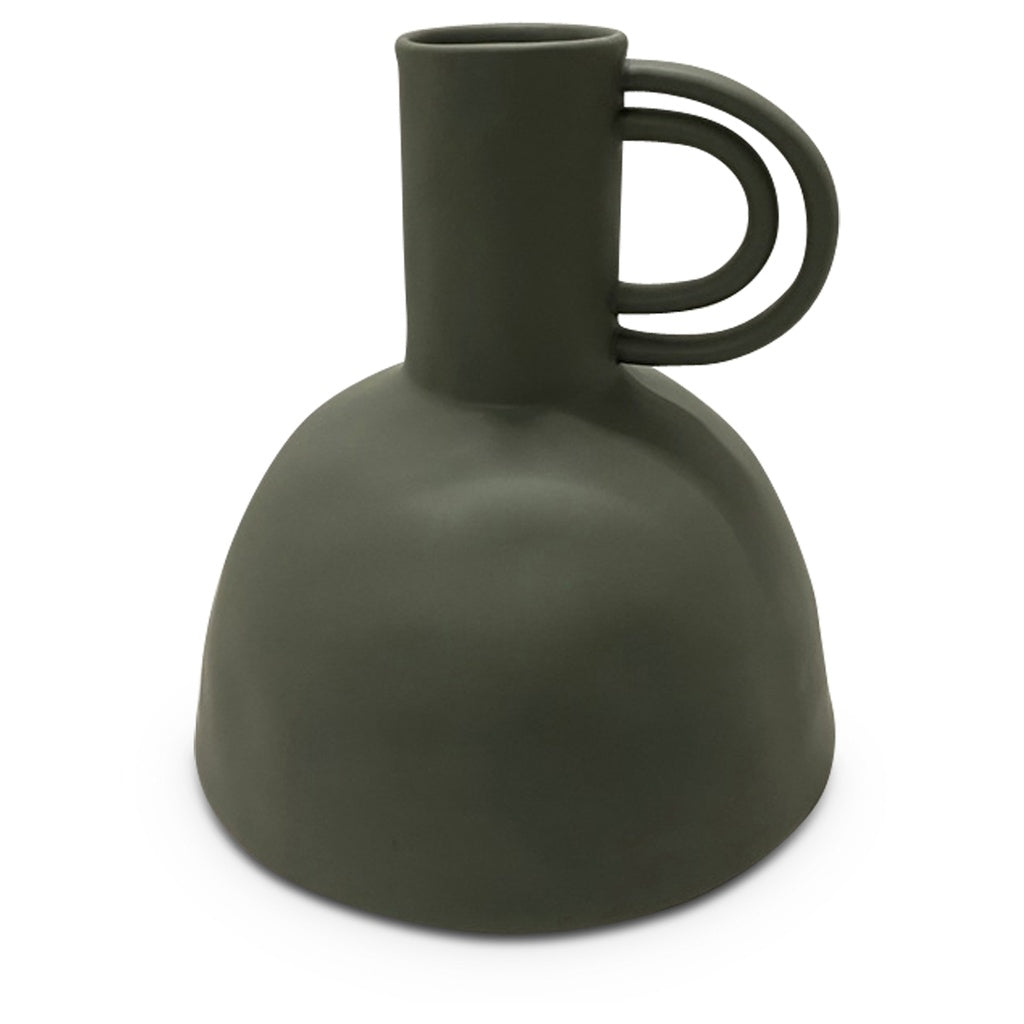 vase en céramique gris foncé avec double anses